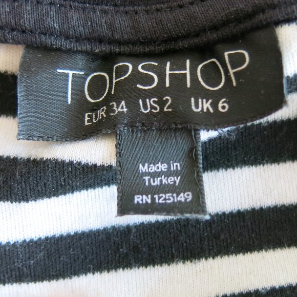 Topshop Black White Stripe Long Sleeve Sweater Top - Size 2 US/ 6 UK/ 34 EUR - Picture 5 of 6